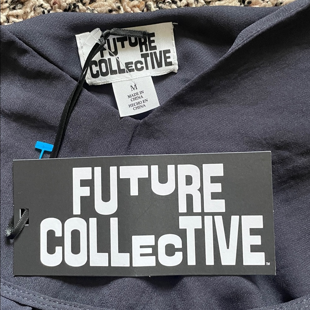 Future Collective Women's Cape Blouse Navy Size Medium | NWT - Picture 3 of 4